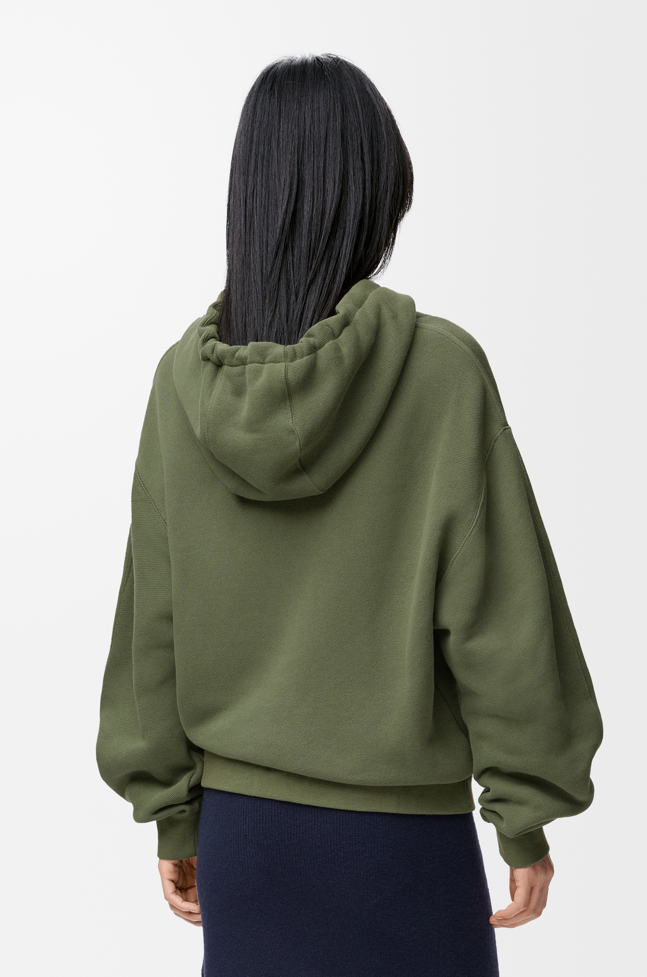 LOEWE Sweatshirt à capuche Flamenco en coton et cachemire Vert Kaki