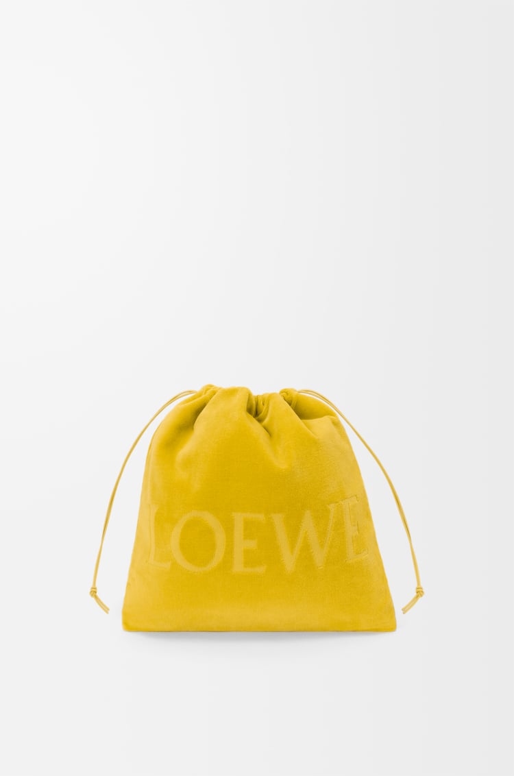 LOEWE Medium Drawstring pouch in terrycloth Yellow