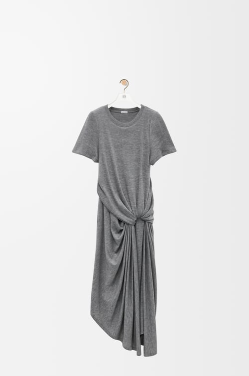LOEWE Draped dress in stretch viscose and cashmere Anthracite plp_rd