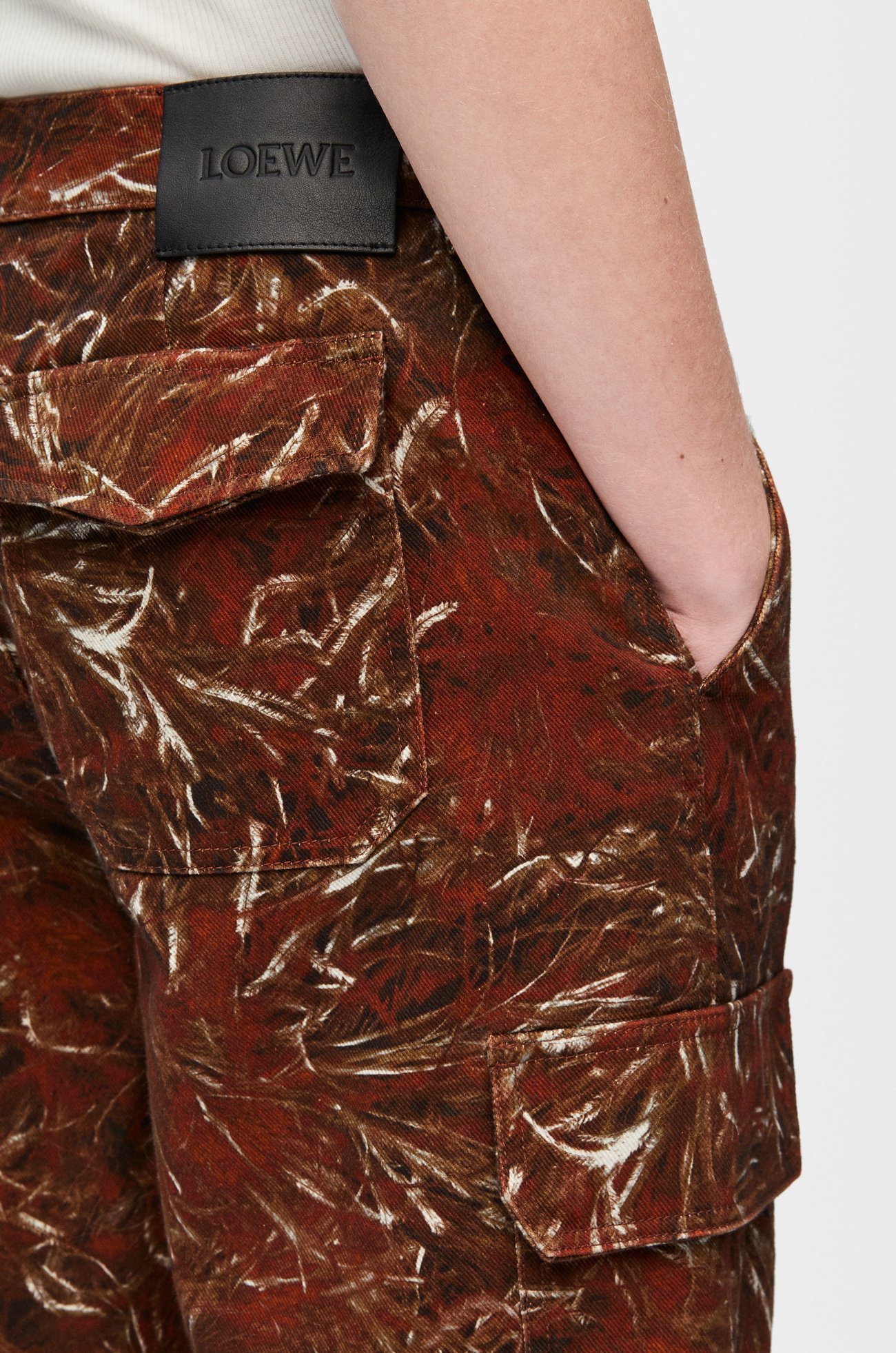 LOEWE Cargo shorts in denim Dark Brown/White
