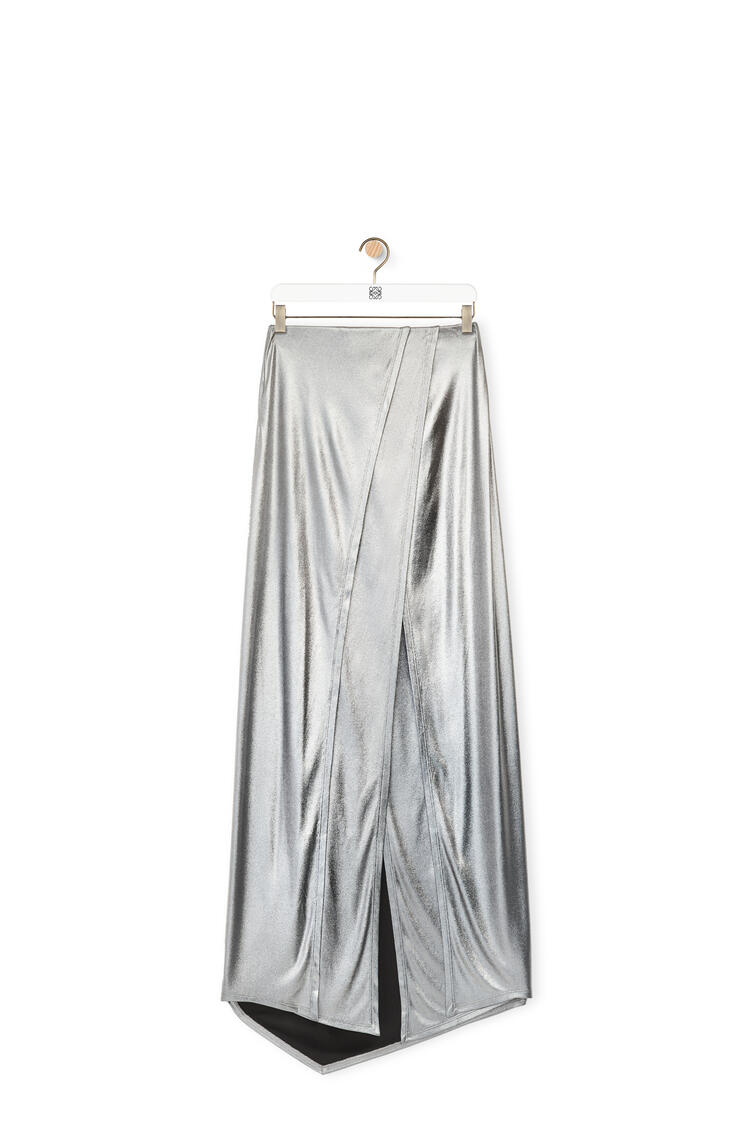LOEWE Draped skirt in laminated jersey Black/Silver