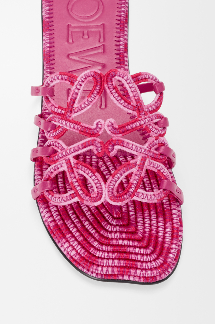 LOEWE Petal Anagram slide in embroidered canvas Orchid