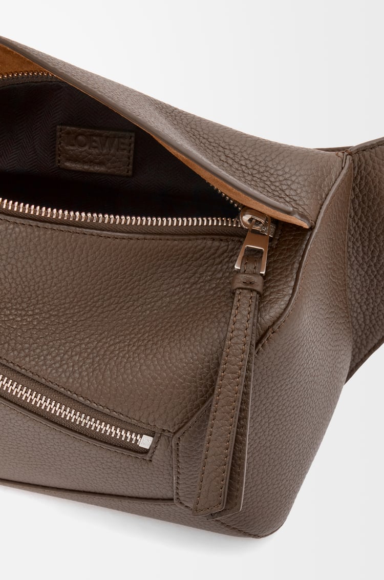 LOEWE Small Puzzle bumbag in grained calfskin Dark Cigar