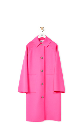 LOEWE Neon coat in wool and cashmere Fluo Pink plp_rd