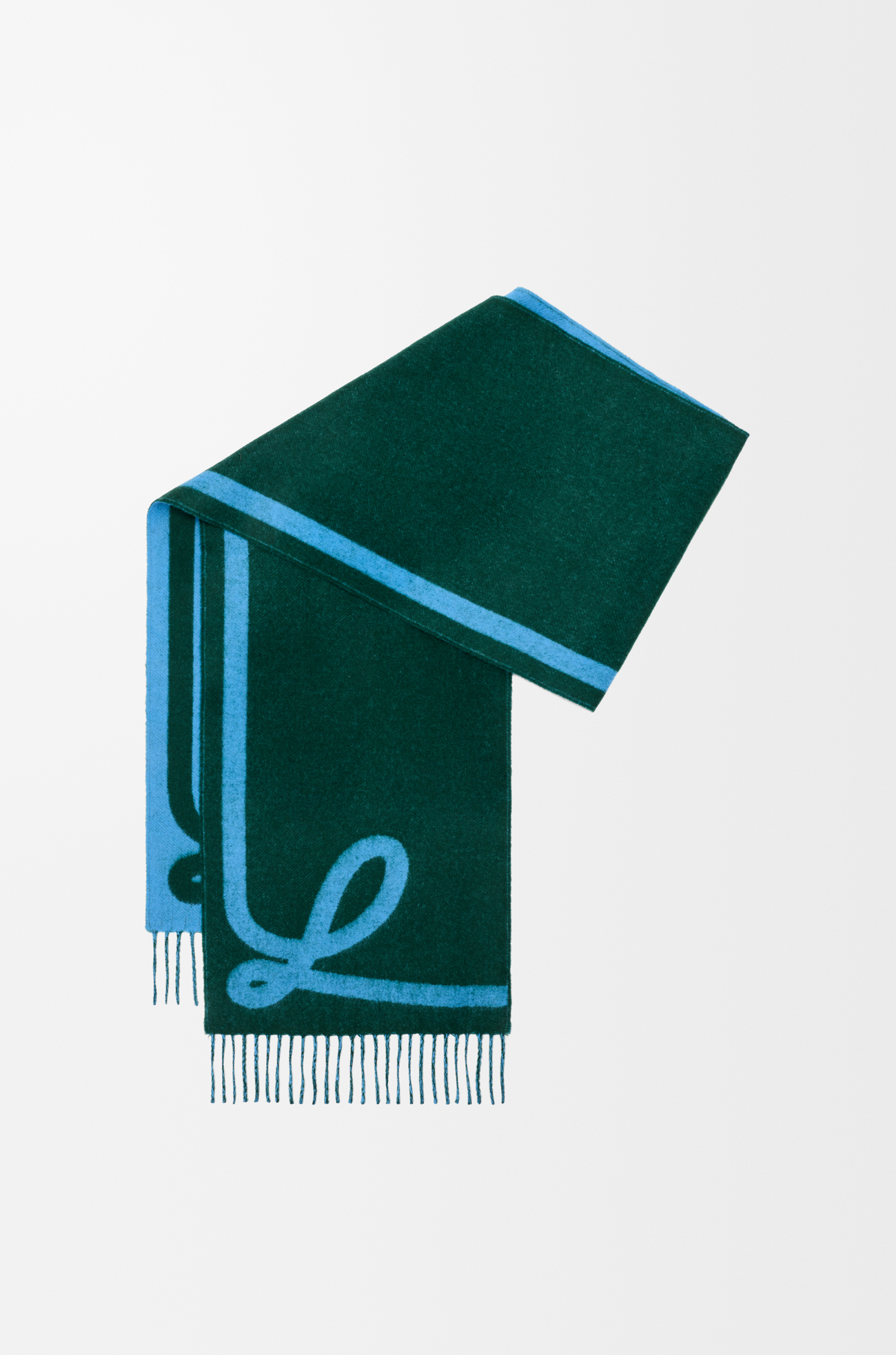 LOEWE Bufanda en lana y cashmere Verde Oscuro/Azul