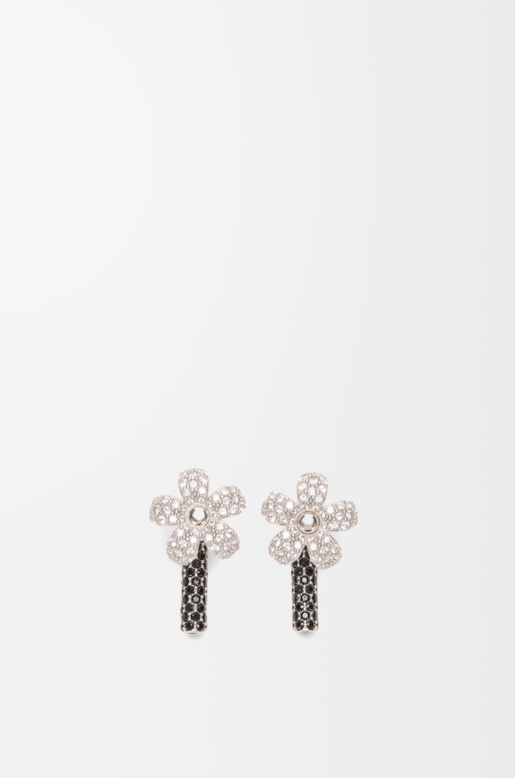 LOEWE Flor earrings in sterling silver and crystals Silver/Transparent