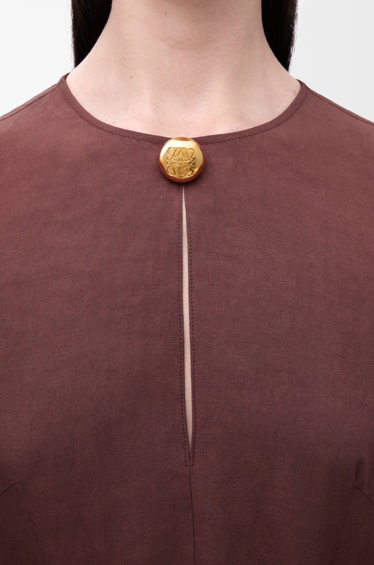 LOEWE Vestido Pebble en viscosa y lino Café