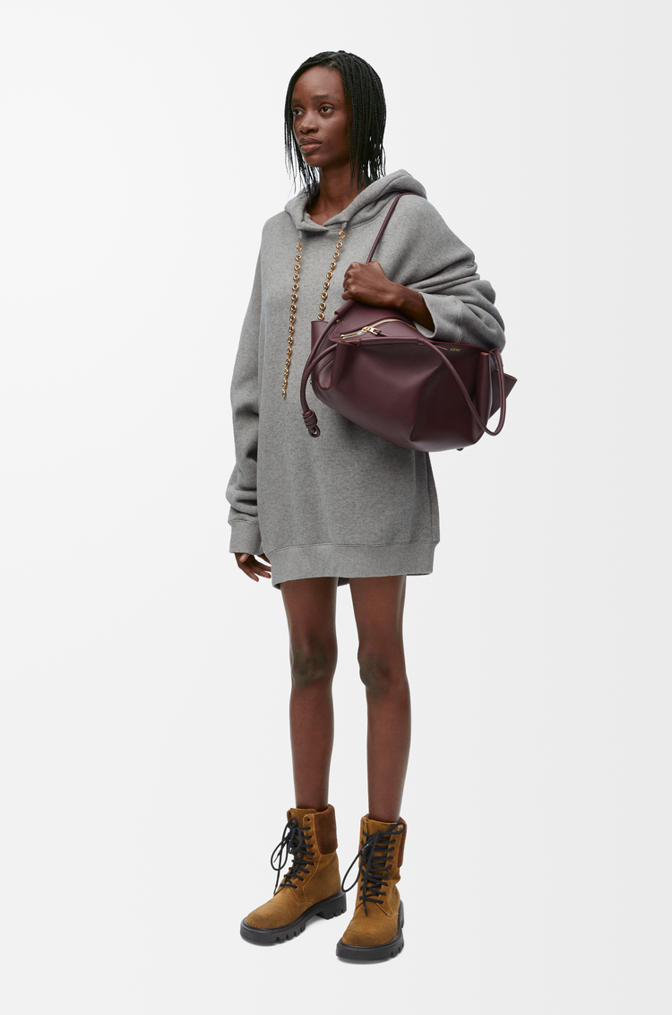 LOEWE Sudadera con capucha y cadena en algodón y cashmere Gris Plomo