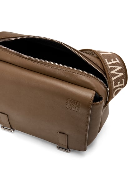 LOEWE XS Military messenger bag in supple smooth calfskin and jacquard Winter Brown plp_rd