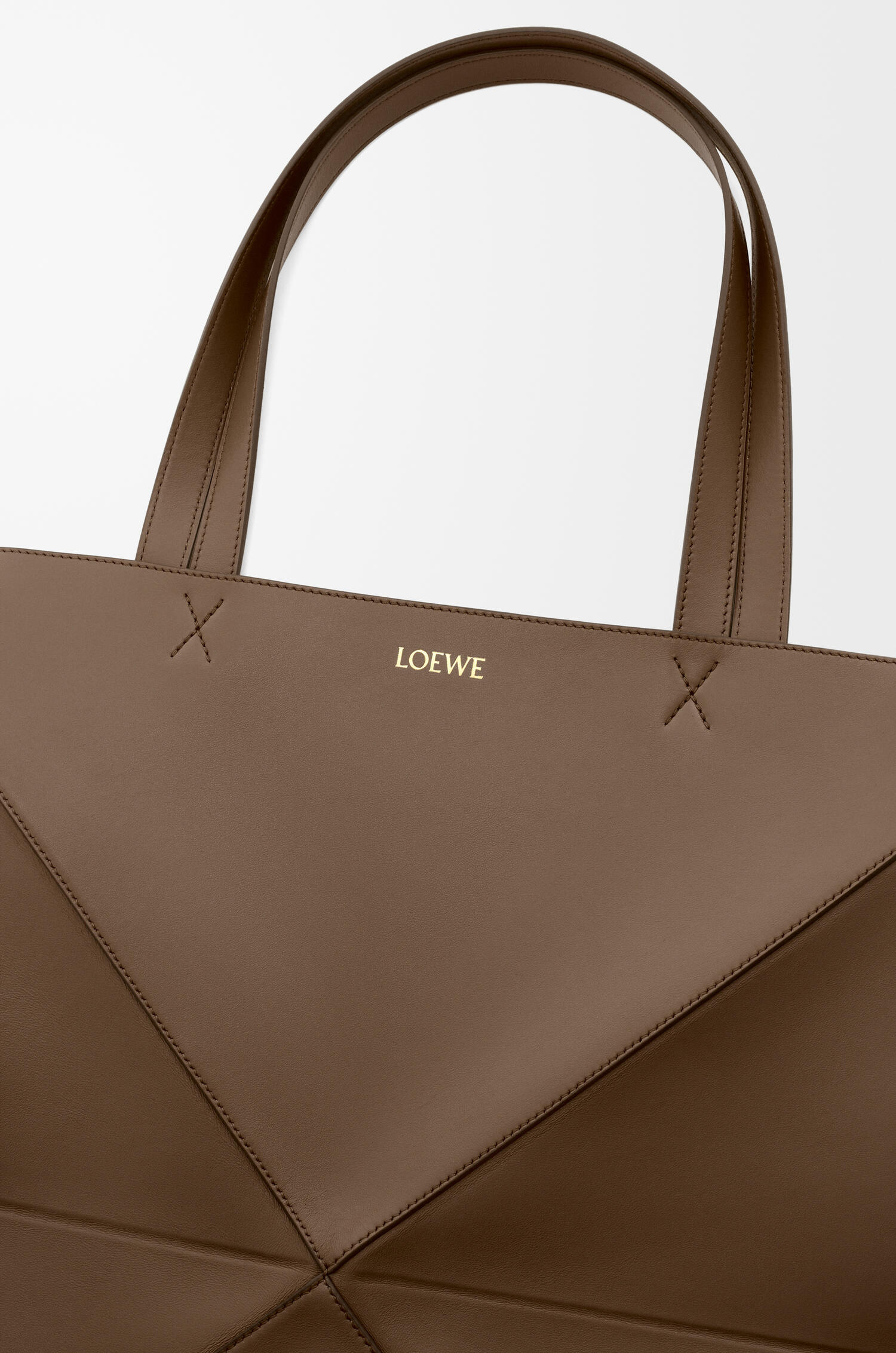 Large Puzzle Fold Tote in shiny calfskin Umber - LOEWE