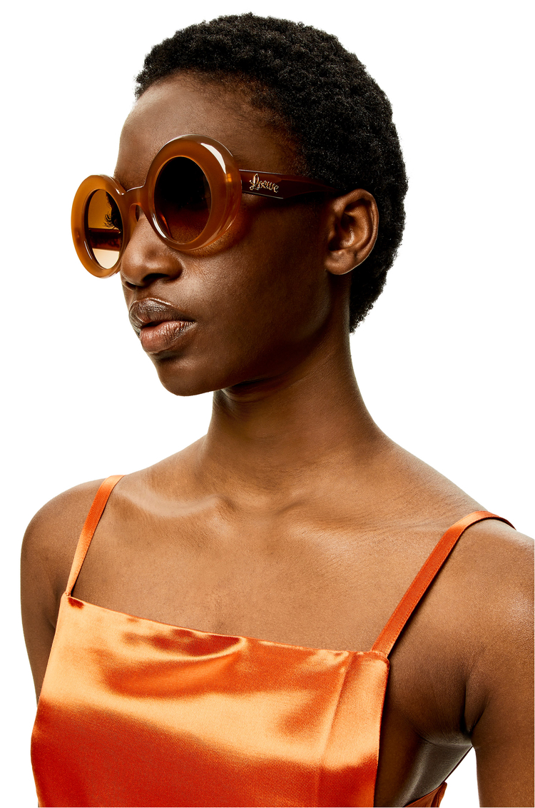 LOEWE Gafas de sol oversize estilo redondeado en acetato Marrón Claro