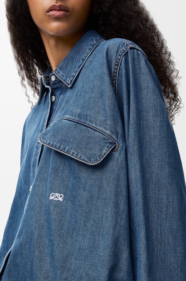 LOEWE Belted shirt in denim Light Blue