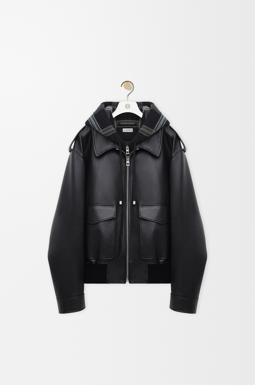 LOEWE Hooded jacket in nappa lambskin Navy Blue