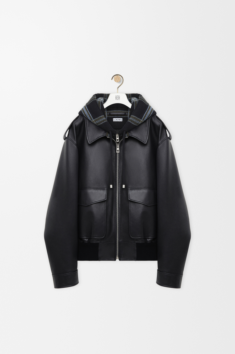 LOEWE Hooded jacket in nappa lambskin Navy Blue