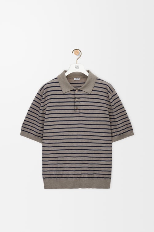 LOEWE Jersey polo en algodón Gris/Azul Marino