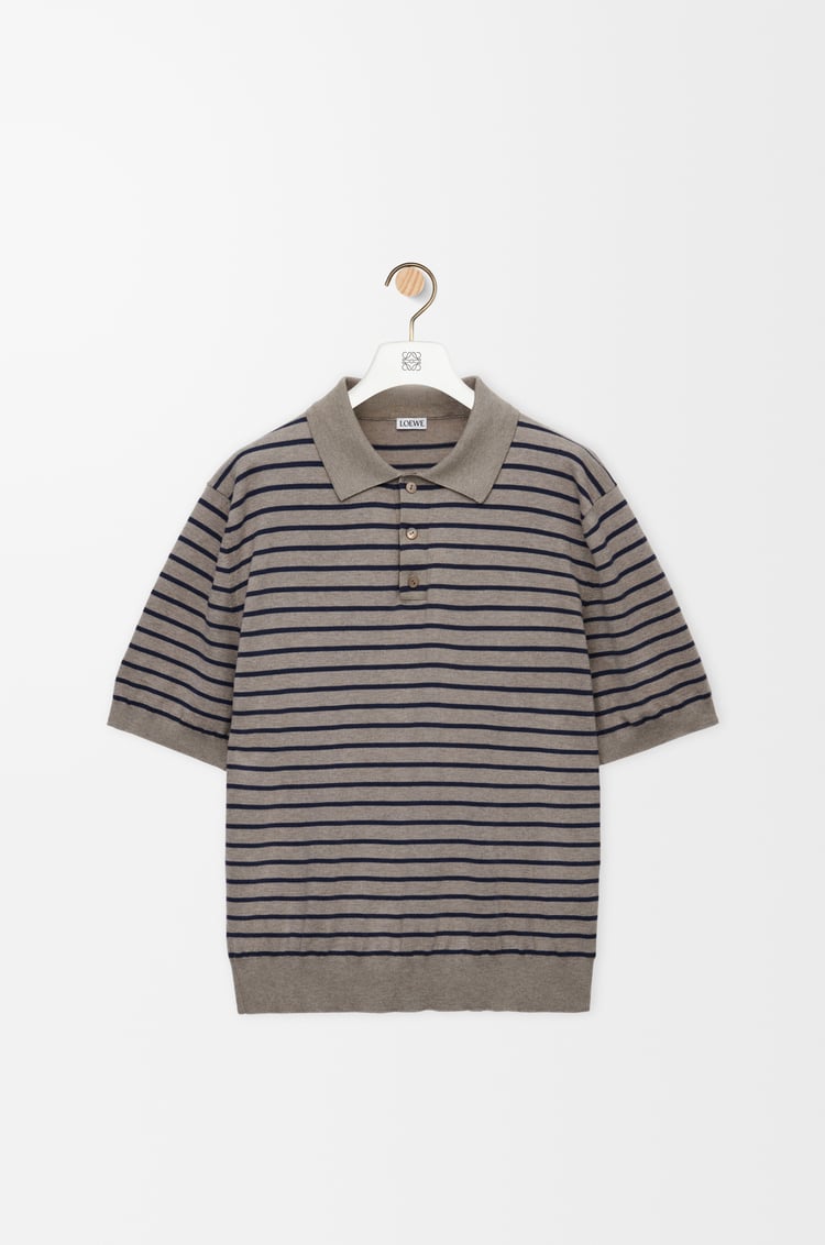 LOEWE Jersey polo en algodón Gris/Azul Marino