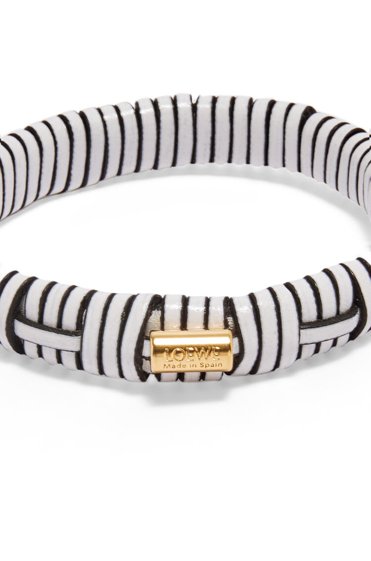 LOEWE Woven bangle in brass and classic calfskin Soft White