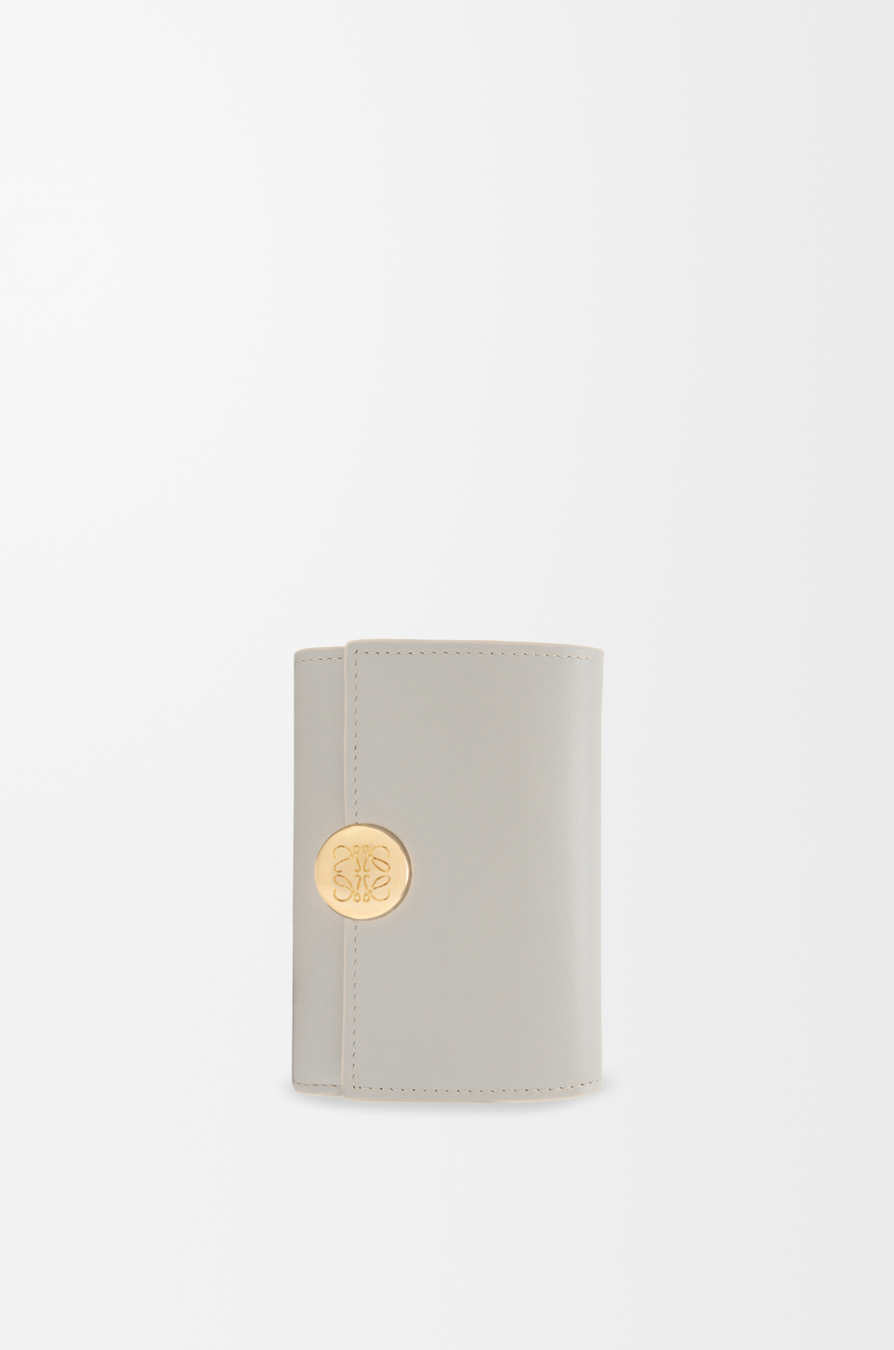 LOEWE Pebble small vertical wallet in shiny nappa calfskin Shell Grey