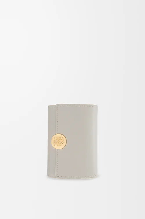 LOEWE Pebble small vertical wallet in shiny nappa calfskin Shell Grey