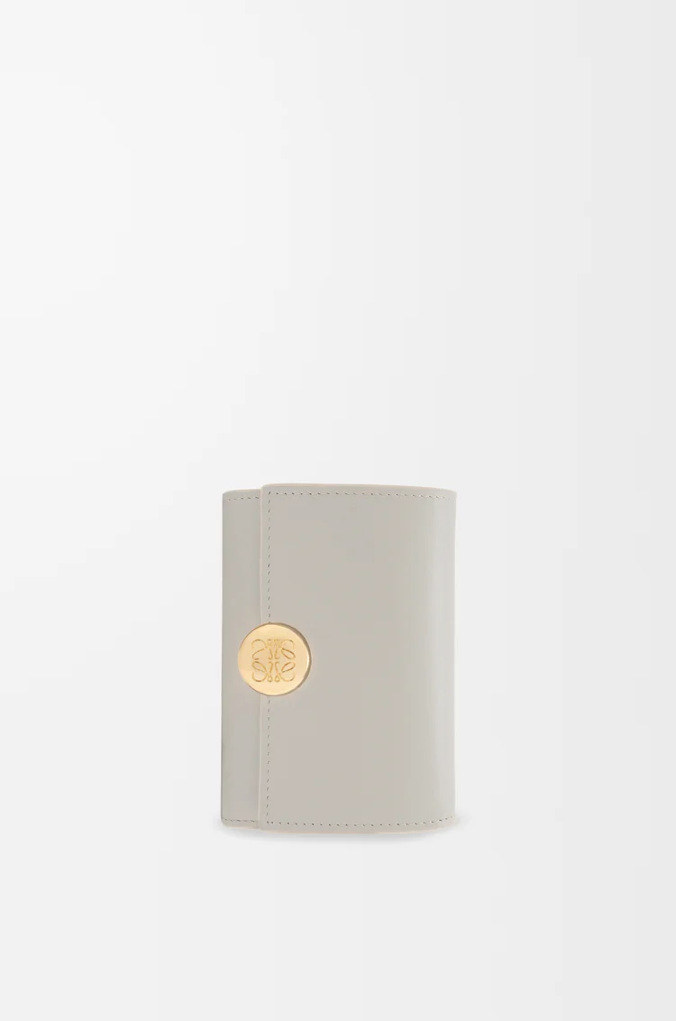 LOEWE Pebble small vertical wallet in shiny nappa calfskin Shell Grey