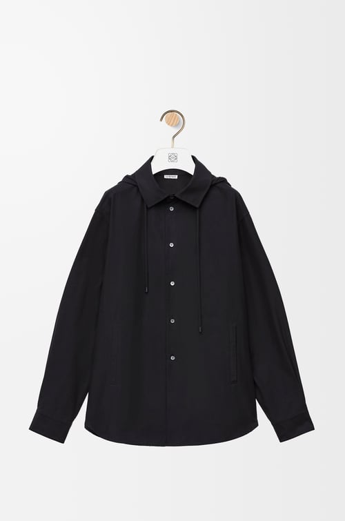 LOEWE Hooded overshirt in cotton Black
