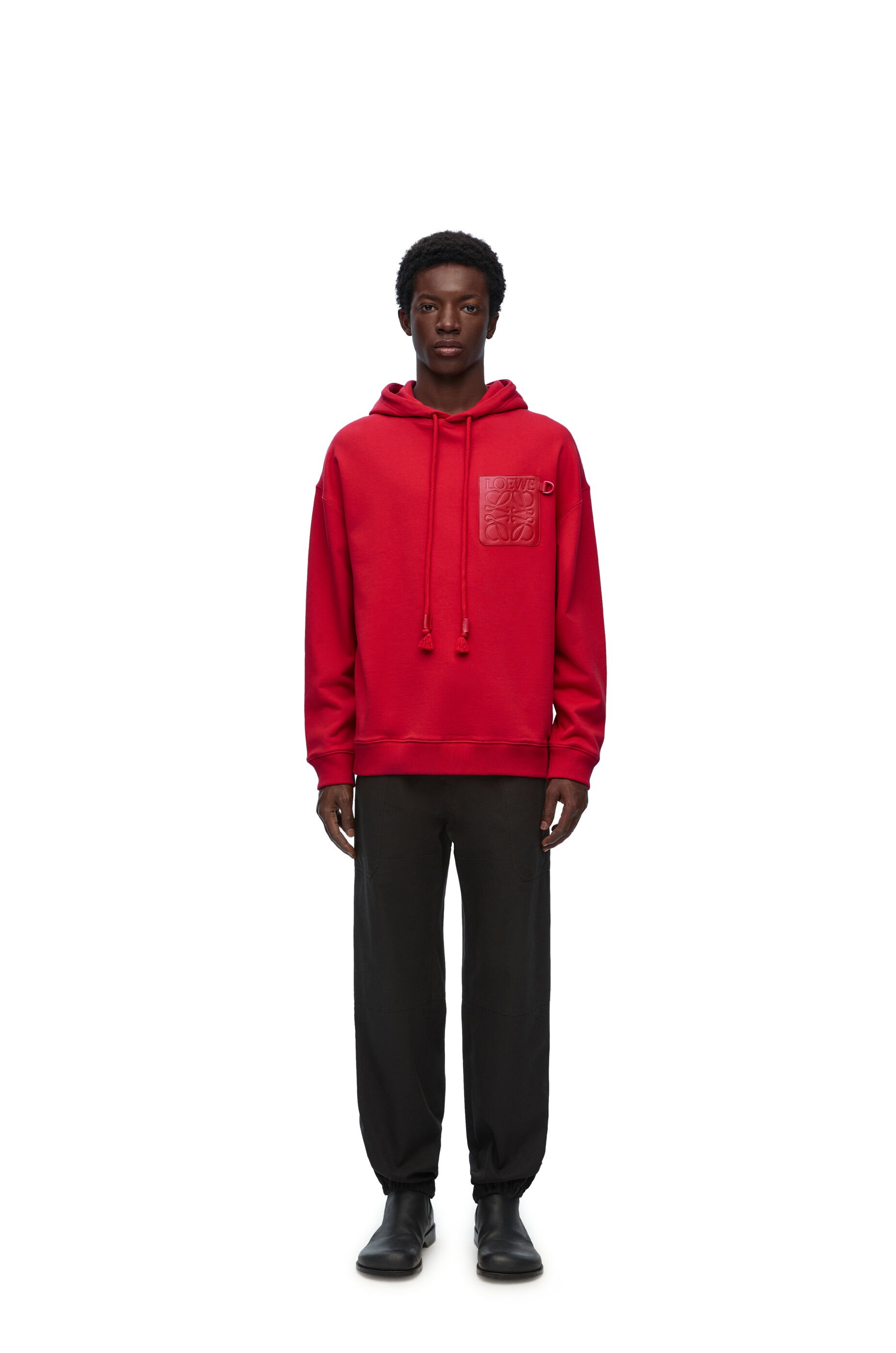 Red zip up hoodie with white strings 2025