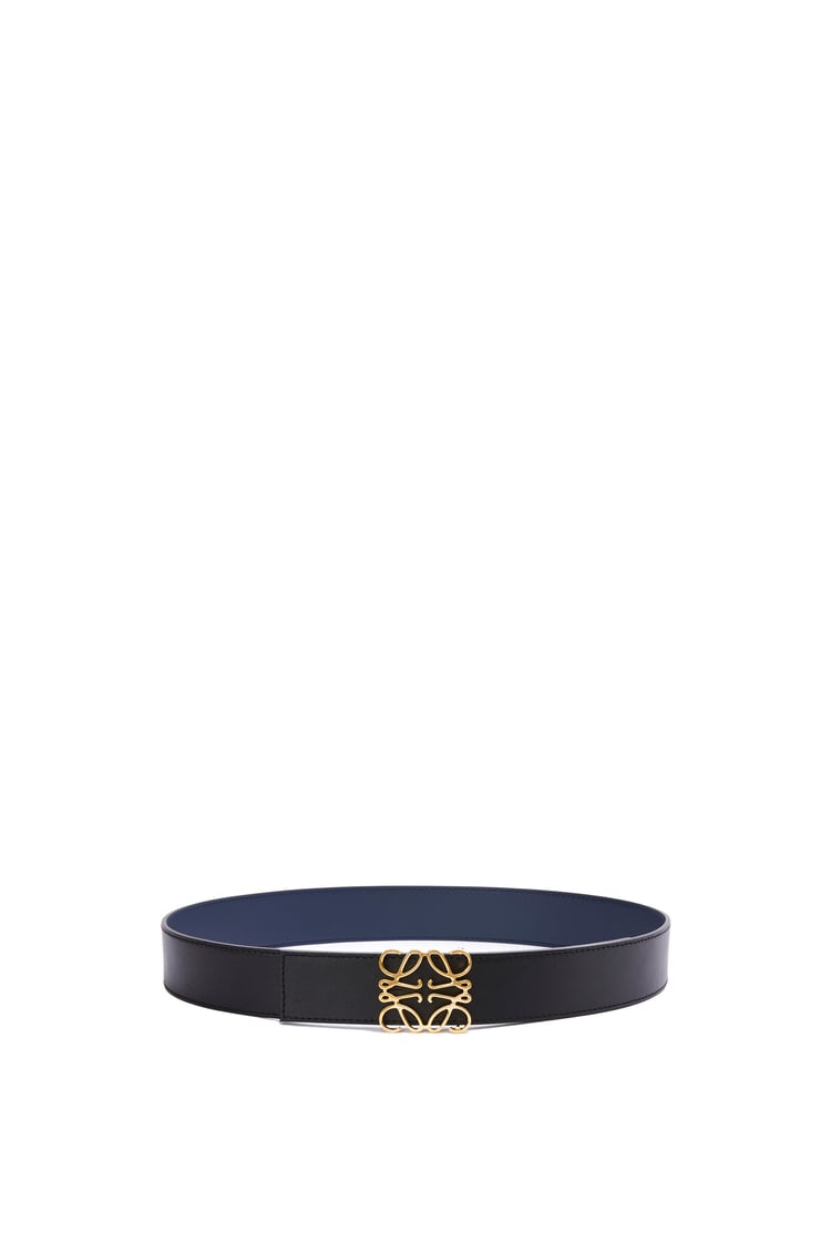 LOEWE Reversible Anagram belt in smooth calfskin Black/Navy/Gold