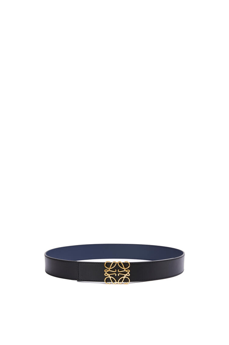 LOEWE Cinturón en piel de ternera lisa con anagrama Negro/Marino/Oro pdp_rd