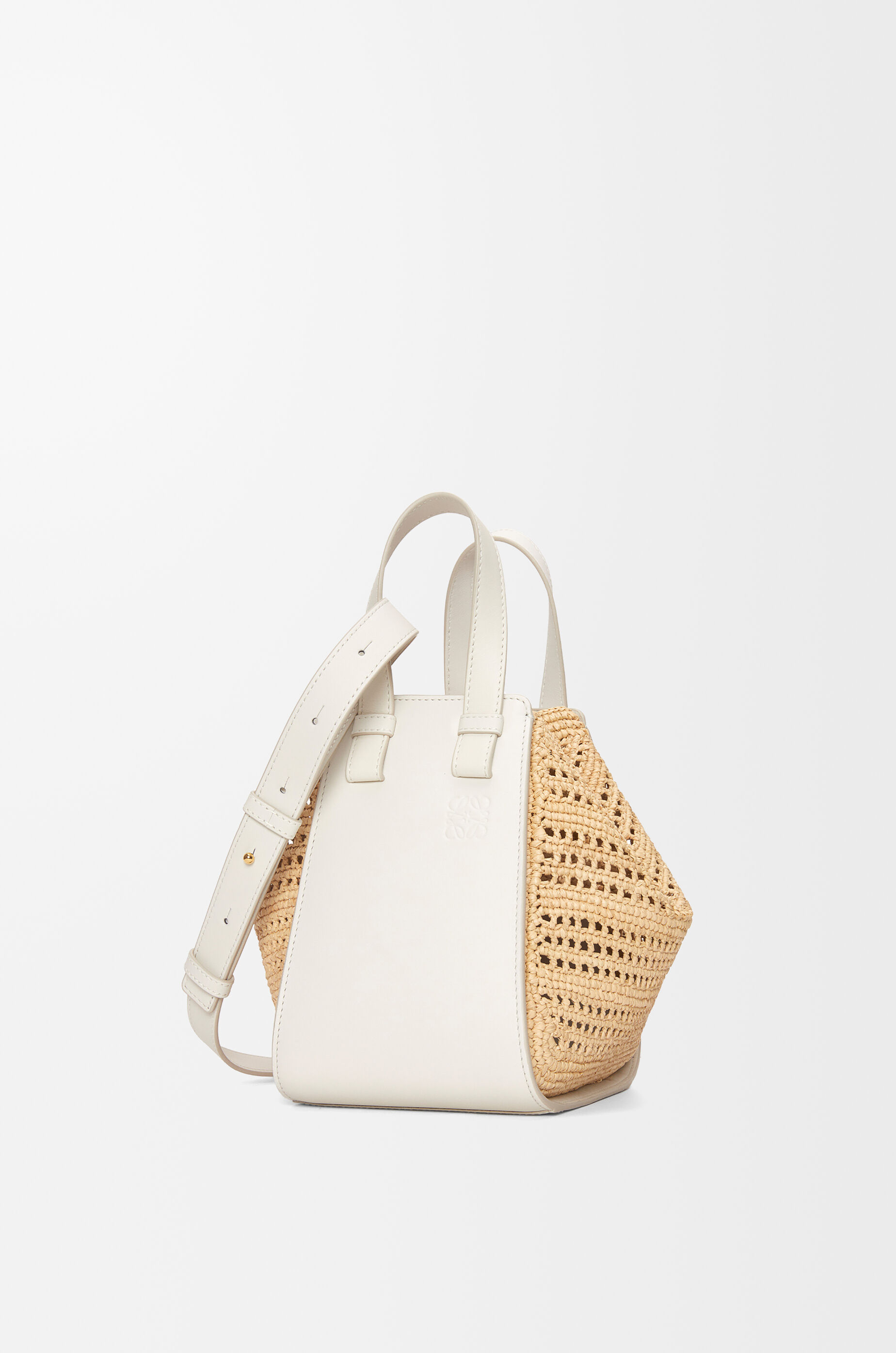 【新作入荷!!】  ハンモックバッグ LOEWE - ホワイト コンパクト（ラフィア&カーフ） テーブル・チェア・ハンモック