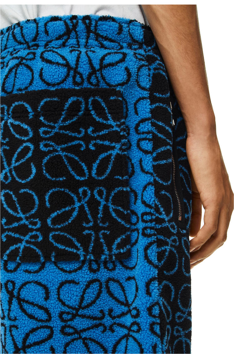 LOEWE Anagram jacquard fleece shorts Black/Turquoise
