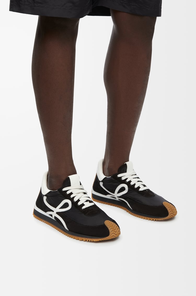 LOEWE Flow Runner in nylon and suede Black/White