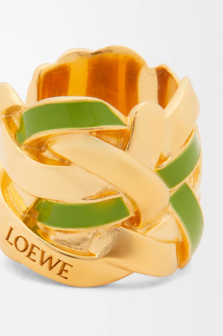 LOEWE ネスト イヤーカフ（スターリングシルバー&エナメル） ゴールド/グリーン