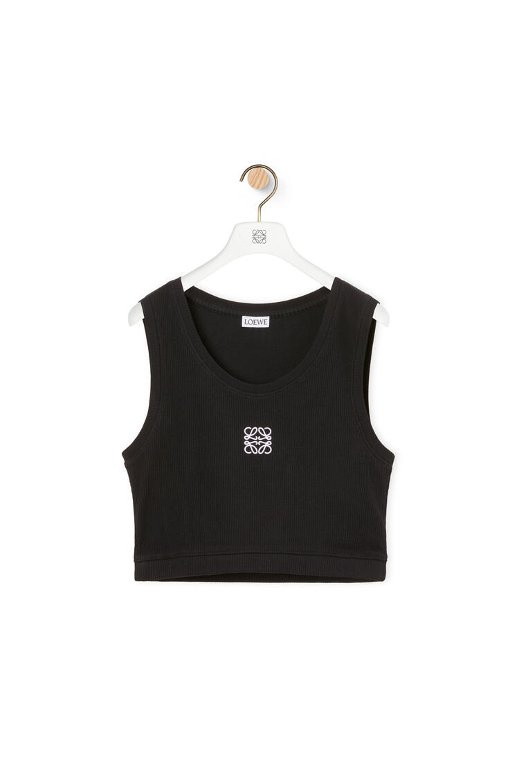 LOEWE Cropped Anagram tank top in cotton Black/White pdp_rd