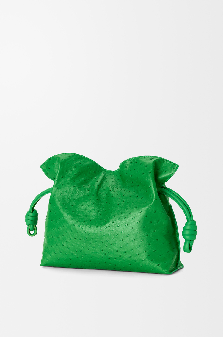 LOEWE フラメンコクラッチ ミディアム（オーストリッチ） クローバーグリーン