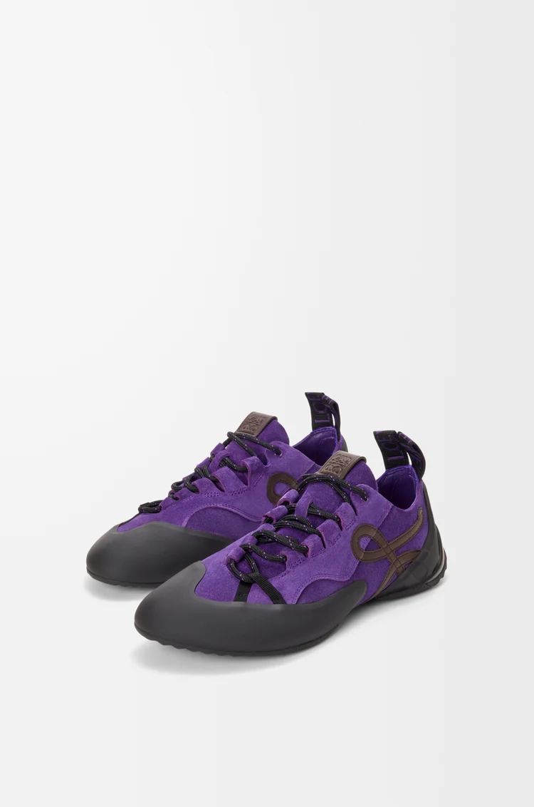 LOEWE Sneaker Grip in pelle di vitello scamosciata Viola/Marrone