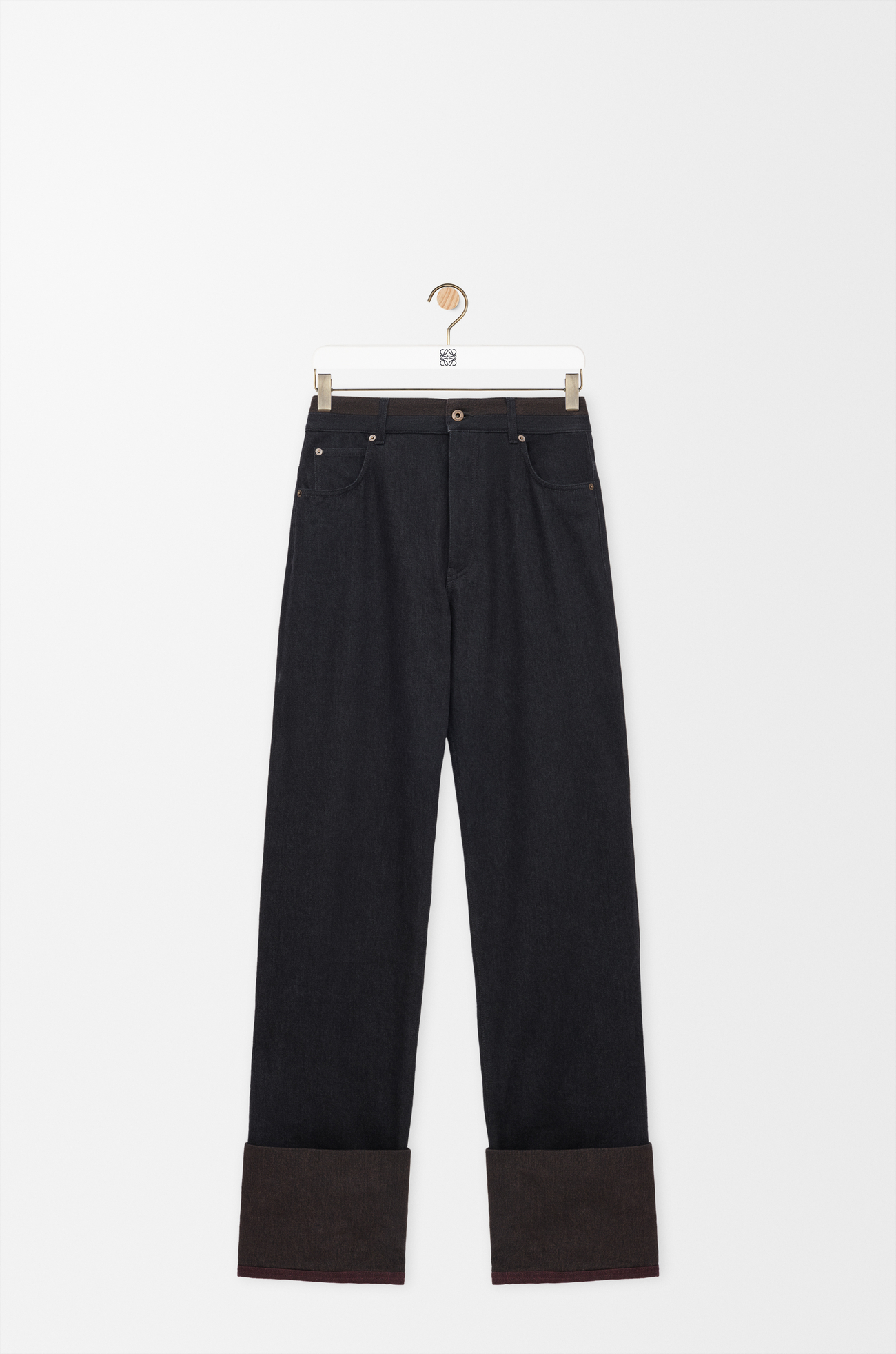 LOEWE Turn-up jeans in denim Black/Burgundy