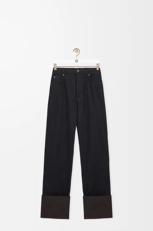 LOEWE 턴업 진 - 데님 Black/Burgundy