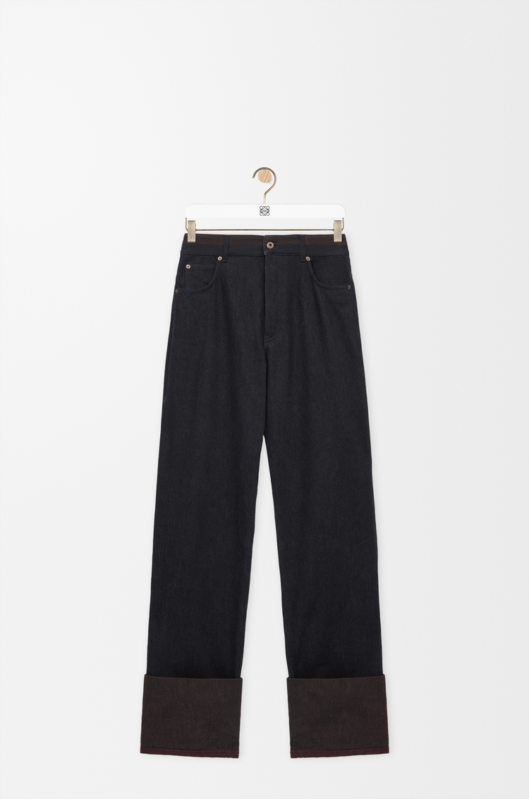 LOEWE Turn-up jeans in denim Black/Burgundy