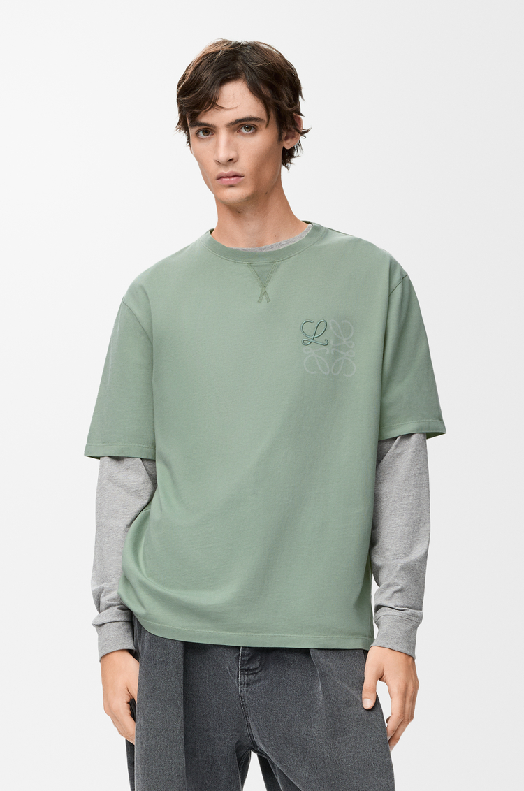 LOEWE 棉质宽松版型 T 恤 灰绿色