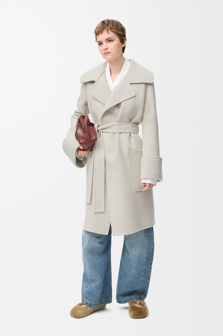LOEWE Belted coat in cashmere 灰色