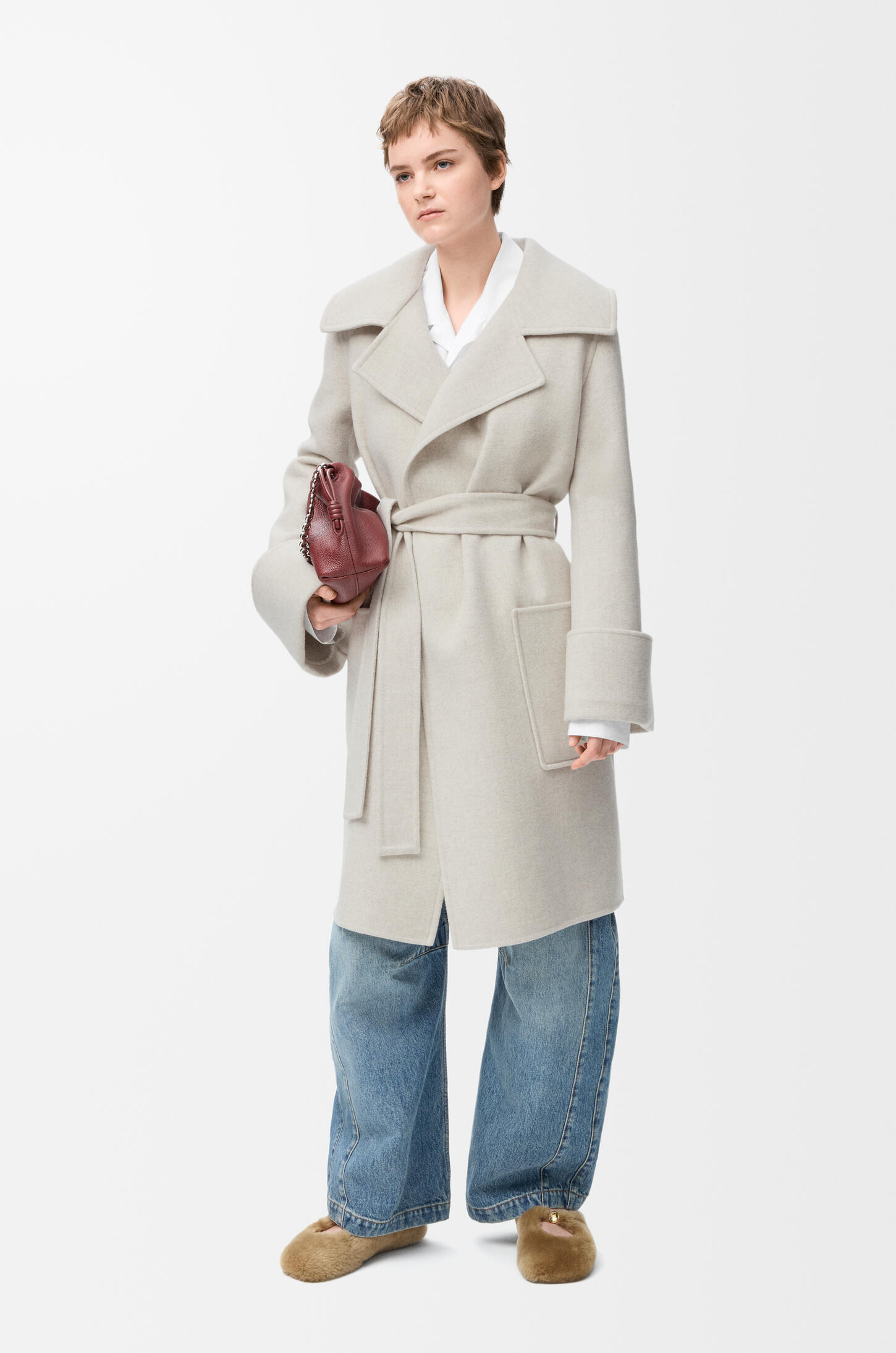 Belted coat in cashmere Grey - LOEWE International official website