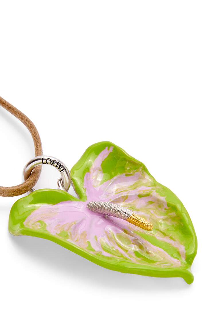 LOEWE Anthurium pendant necklace in sterling silver Green