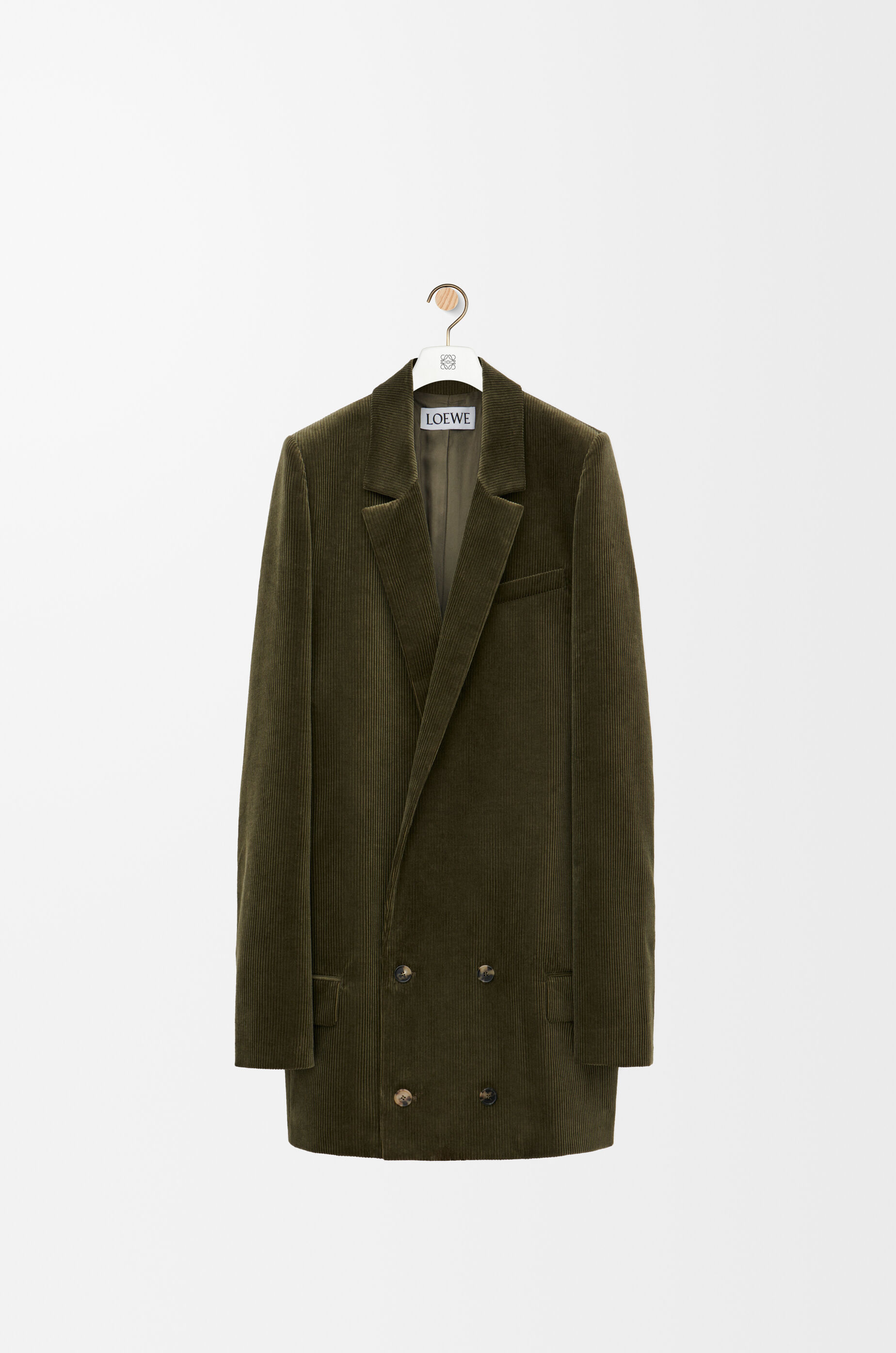 LOEWE Tailored jacket in cotton and cashmere Khaki Green