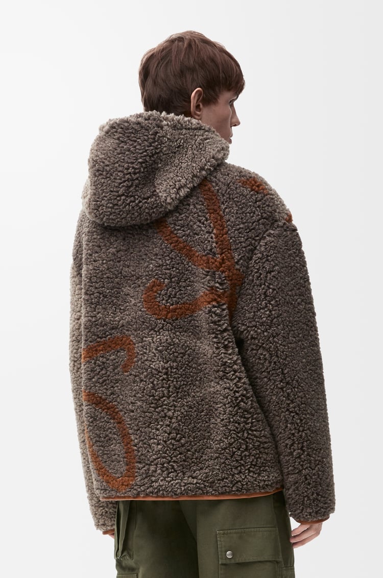LOEWE Chaqueta con capucha en mezcla de lana Beige/Verde Caqui
