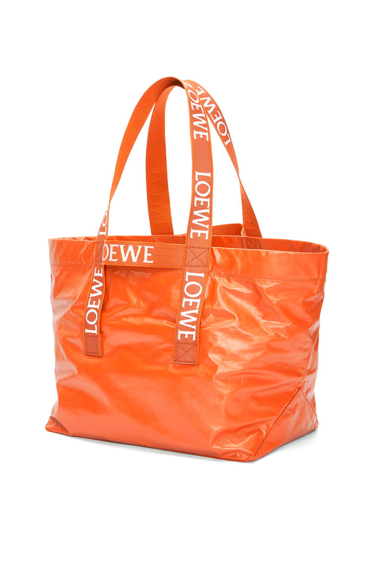 LOEWE Fold Shopper紙質小牛皮手提包 橙色
