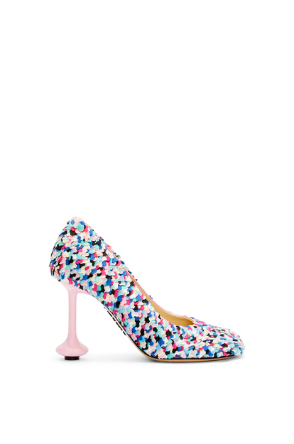 LOEWE Toy pump in embroidered satin Pink Multitone