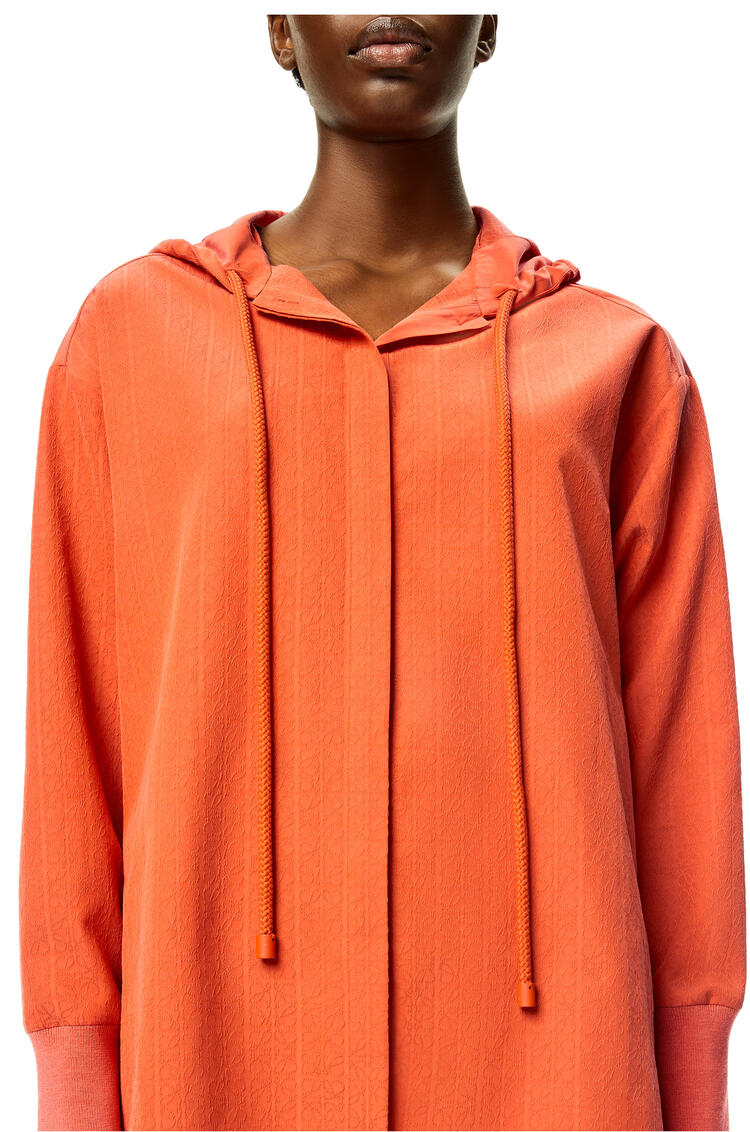 LOEWE Anagram jacquard hooded shirt in silk and cotton Bright Orange pdp_rd