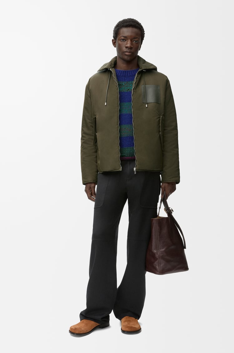 LOEWE 尼龍連帽夾克 卡其綠