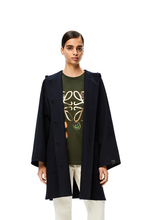 LOEWE Hooded coat in wool and cashmere Dark Navy Blue plp_rd