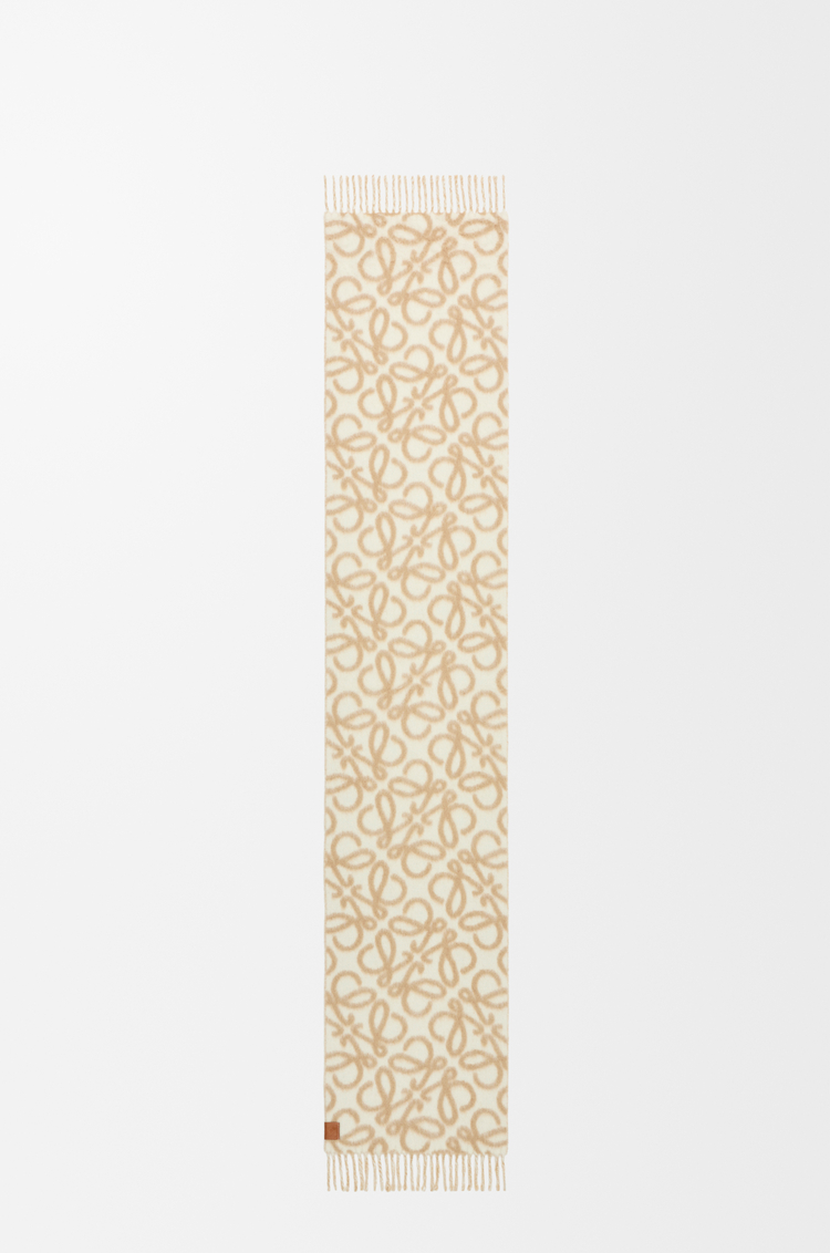 LOEWE Anagram scarf in alpaca and wool blend Beige/White